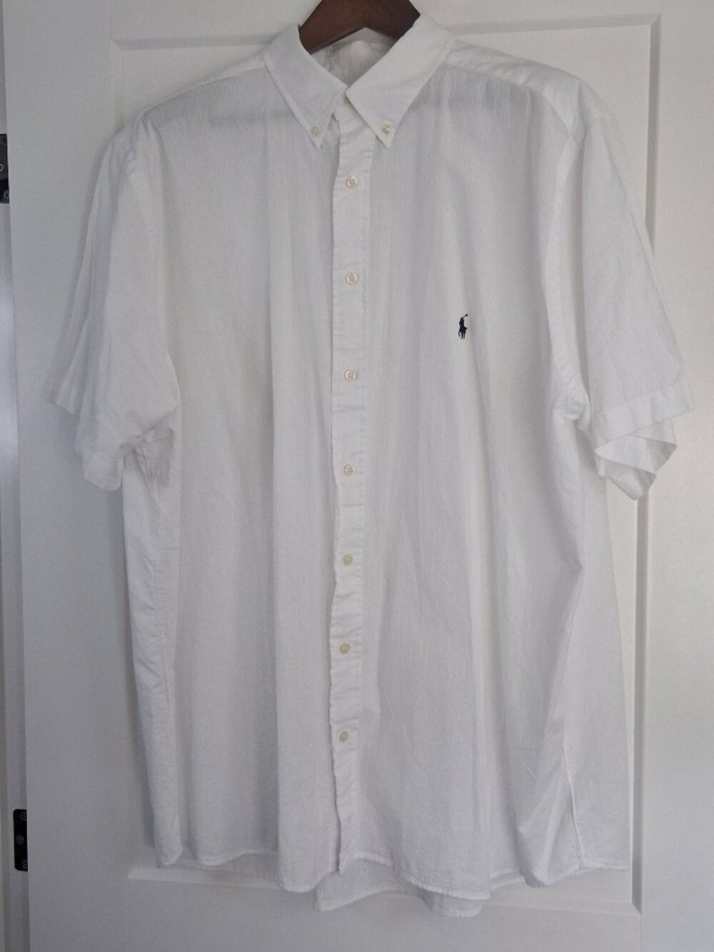 Polo Ralph Lauren Shirt Mens 2XB Big Tall White Textured Cotton Short Sleeve
